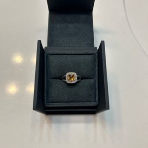 David Yurman Petite Albion® Ring in Sterling Silver w/ Citrine and Pavé Diamonds